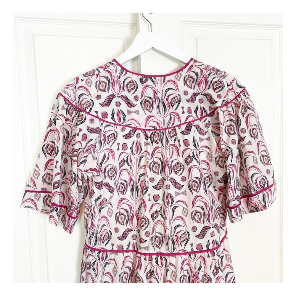 Anthropologie x Magali Pascal Lula Floral Tiered Dress Silk Blend Mini Sz XS - Picture 7 of 12